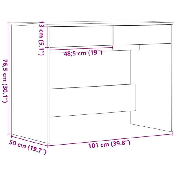 Schreibtisch Schwarz Eichen-Optik 101x50x76,5 cm Holzwerkstoff