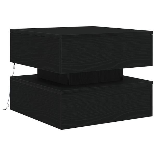 Couchtisch mit LED-Leuchten Schwarz Eichen-Optik 50x50x40 cm
