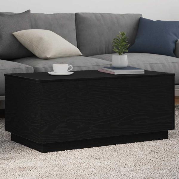 ARDEBO.de - Couchtisch mit LED-Leuchten Schwarz Eichen-Optik 90x50x40 cm