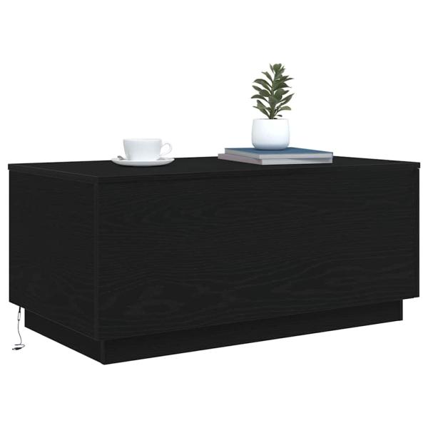 Couchtisch mit LED-Leuchten Schwarz Eichen-Optik 90x50x40 cm