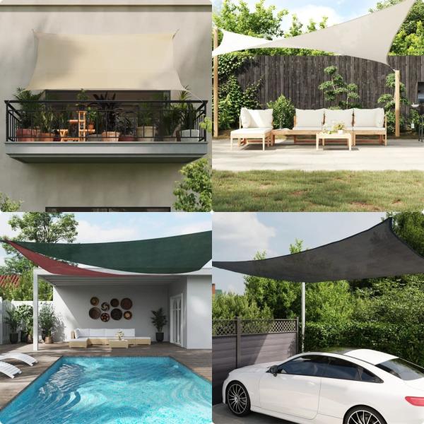 ARDEBO.de - Sonnensegel 160 g/m² Beige 6x8 m HDPE