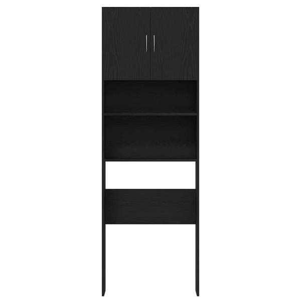 Waschmaschinenschrank Schwarz Eichen-Optik 64x24x190 cm
