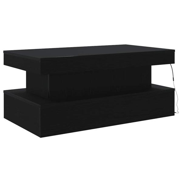 Couchtisch mit LED-Leuchten Schwarz Eichen-Optik 90x50x40 cm