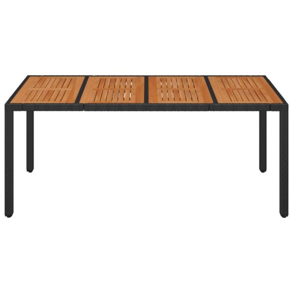 Gartentisch mit Holzplatte Schwarz 190x90x75 cm Poly Rattan