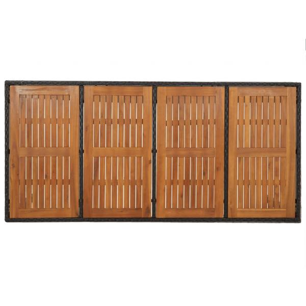 Gartentisch mit Holzplatte Schwarz 190x90x75 cm Poly Rattan