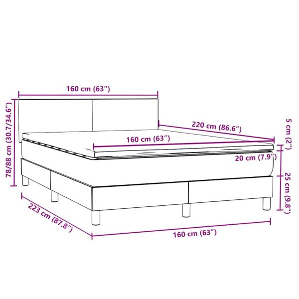 Boxspringbett mit Matratze Schwarz 160x220 cm Samt