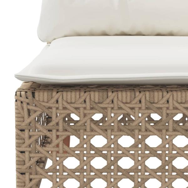 Gartensofa mit Kissen 3-Sitzer Beige Poly Rattan