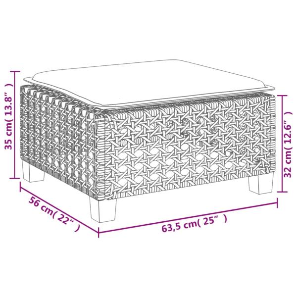 Gartenhocker mit Kissen Beige 63,5x56x32 cm Poly Rattan