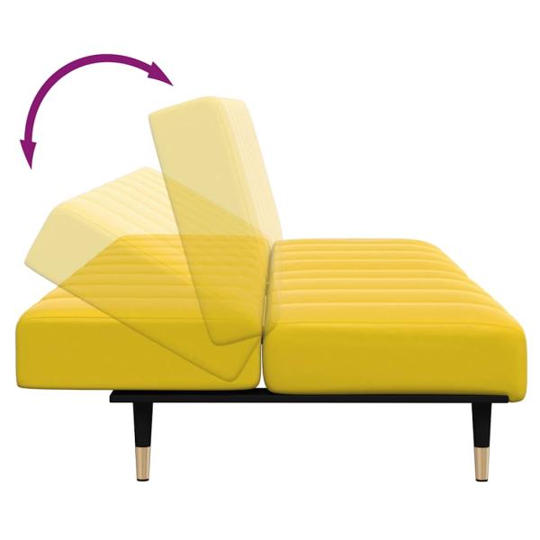 Schlafsofa 2-Sitzer mit Fußhocker Gelb Samt
