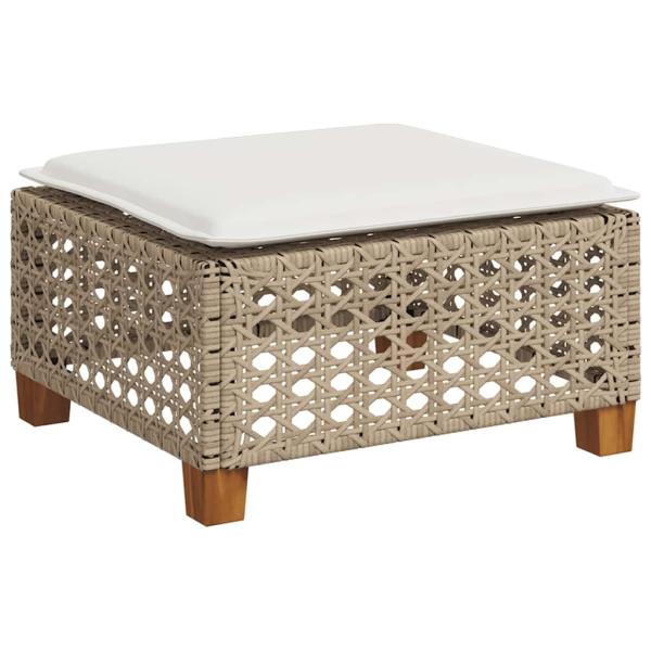 7-tlg. Garten-Sofagarnitur mit Kissen Beige Poly Rattan