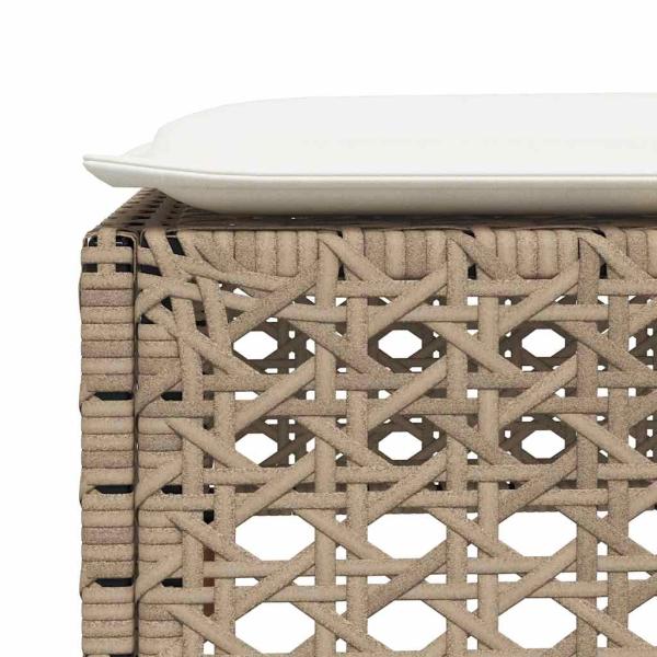 7-tlg. Garten-Sofagarnitur mit Kissen Beige Poly Rattan