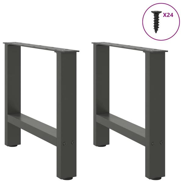 ARDEBO.de - Couchtischbeine Anthrazit 2 Stk. 60x(42-43) cm Stahl
