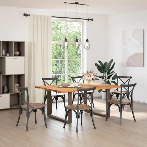 Esstisch Hellbraun 180x120x74 cm Massivholz Eiche Rechteckig