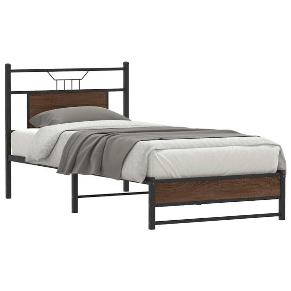 ARDEBO.de - Bettgestell ohne Matratze Braun Eiche 75x190 cm Holzwerkstoff