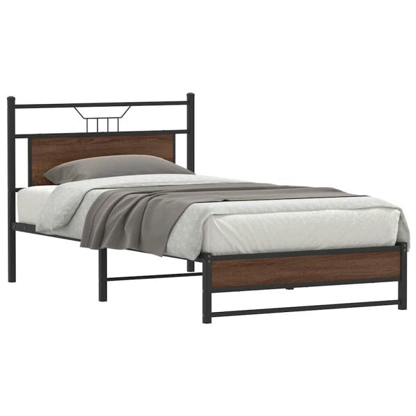 ARDEBO.de - Bettgestell ohne Matratze Braun Eiche 100x190 cm Holzwerkstoff