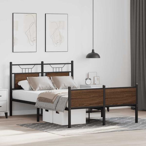 ARDEBO.de - Bettgestell ohne Matratze Braun Eiche 120x190 cm Holzwerkstoff