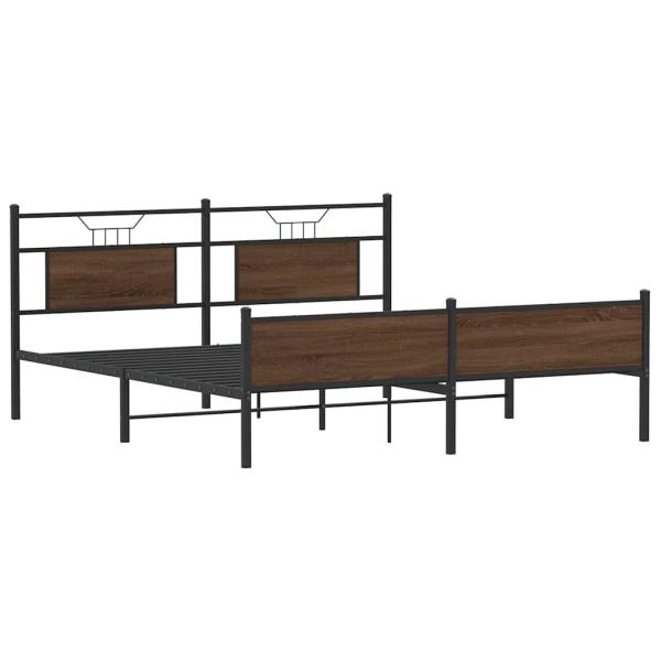 Metallbett ohne Matratze Braun Eichen-Optik 160x200 cm