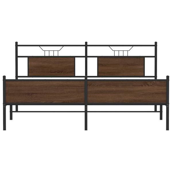 Metallbett ohne Matratze Braun Eichen-Optik 160x200 cm