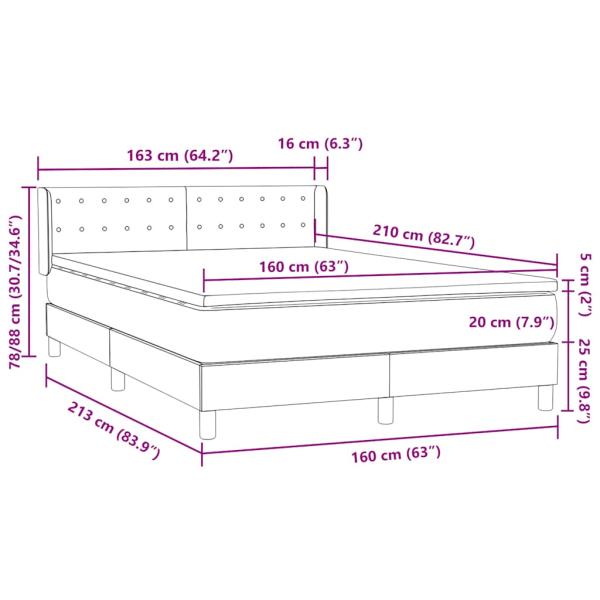 Boxspringbett mit Matratze Schwarz 160x210 cm Samt