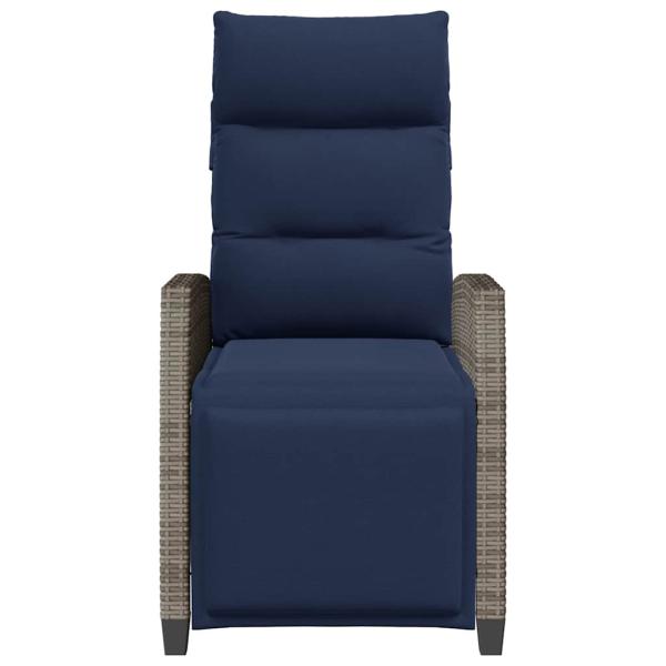 Gartensessel mit Beistelltisch Verstellbar Grau Poly Rattan