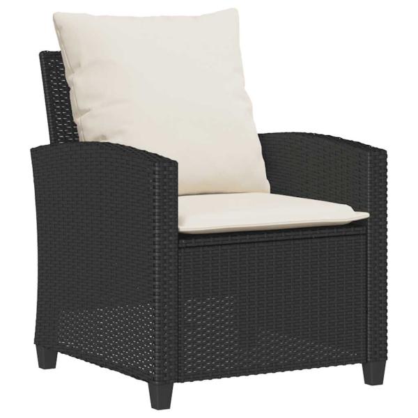 6-tlg. Garten-Sofagarnitur mit Kissen Schwarz Poly Rattan