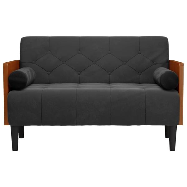 Zweisitzer-Sofa mit Nackenrollen Schwarz 110 cm Samt
