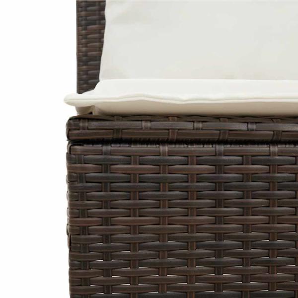 3-tlg. Garten-Essgruppe mit Kissen Braun Poly Rattan