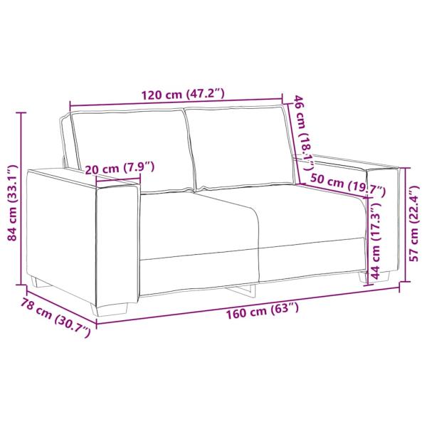 2-Sitzer-Sofa Schwarz 120 cm Samt