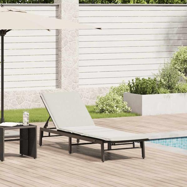 ARDEBO.de - Sonnenliege mit Auflage Schwarz Poly-Rattan