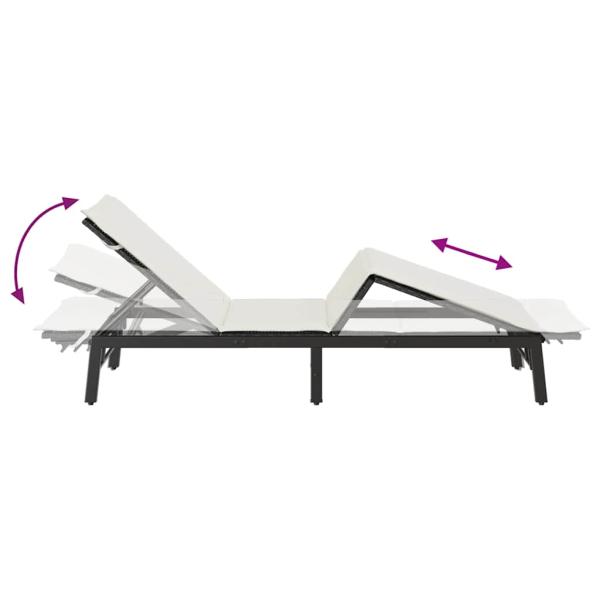 Sonnenliege mit Auflage Schwarz Poly-Rattan