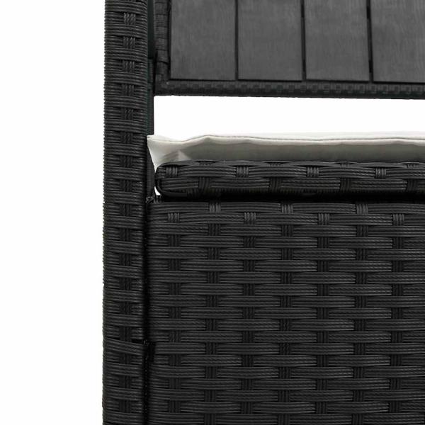 Gartenbank mit Stauraum und Kissen Schwarz Poly Rattan