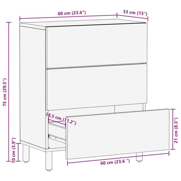 Sideboard 60x33x75 cm Massivholz Akazie