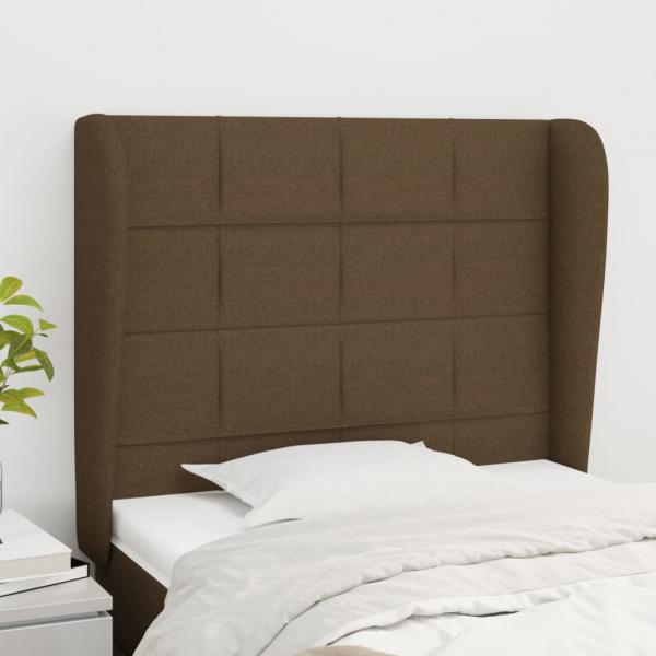 ARDEBO.de - Kopfteil mit Ohren Dunkelbraun 83x23x118/128 cm Stoff