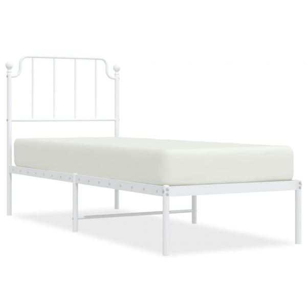 Metallbett ohne Matratze mit Kopfteil Weiß 75x190 cm