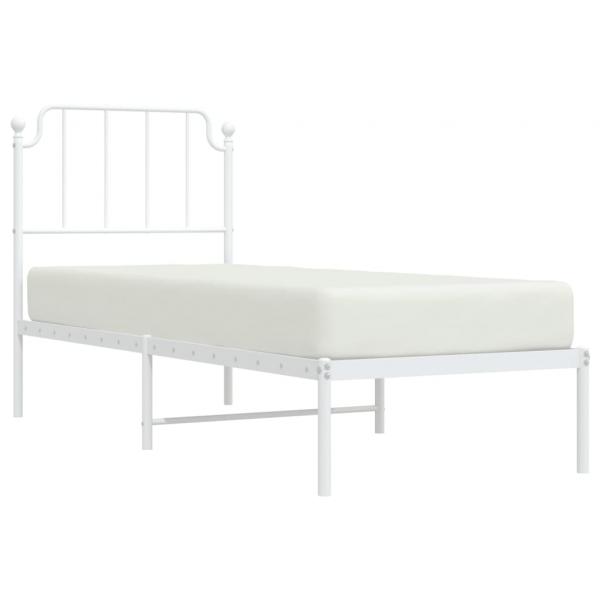 Metallbett ohne Matratze mit Kopfteil Weiß 75x190 cm