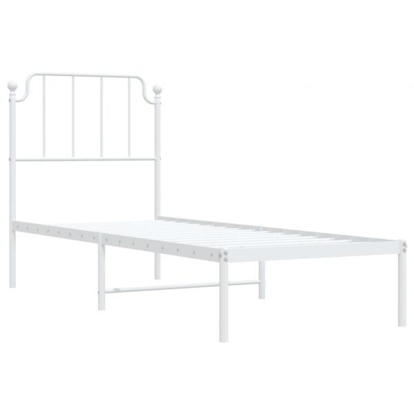 Metallbett ohne Matratze mit Kopfteil Weiß 75x190 cm