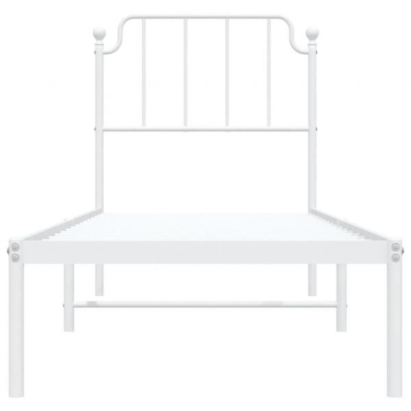Metallbett ohne Matratze mit Kopfteil Weiß 75x190 cm