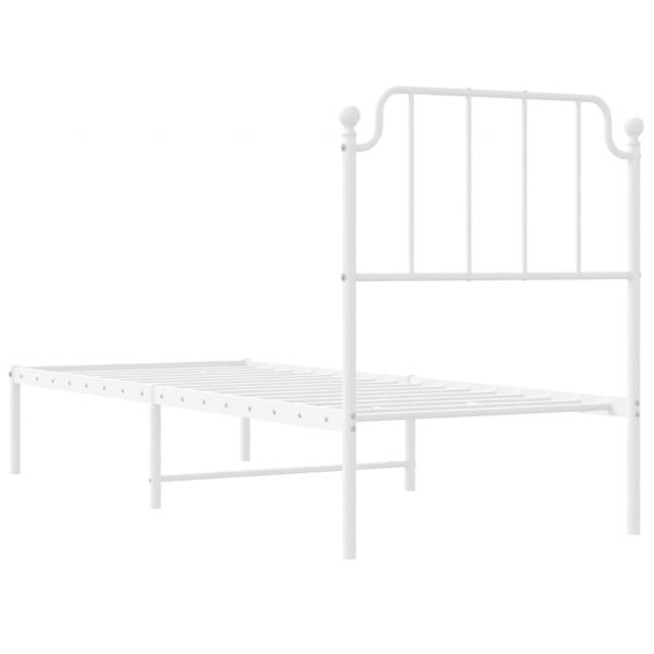Metallbett ohne Matratze mit Kopfteil Weiß 75x190 cm