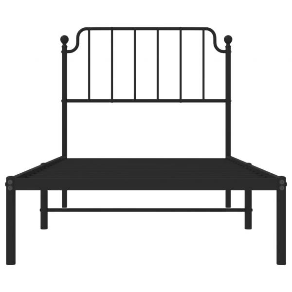 Bettgestell mit Kopfteil Metall Schwarz 90x200 cm