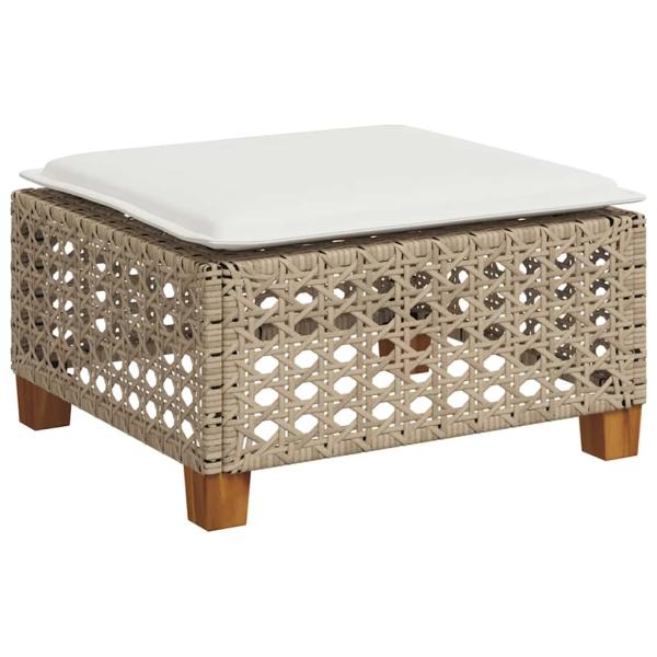 5-tlg. Garten-Sofagarnitur mit Kissen Beige Poly Rattan