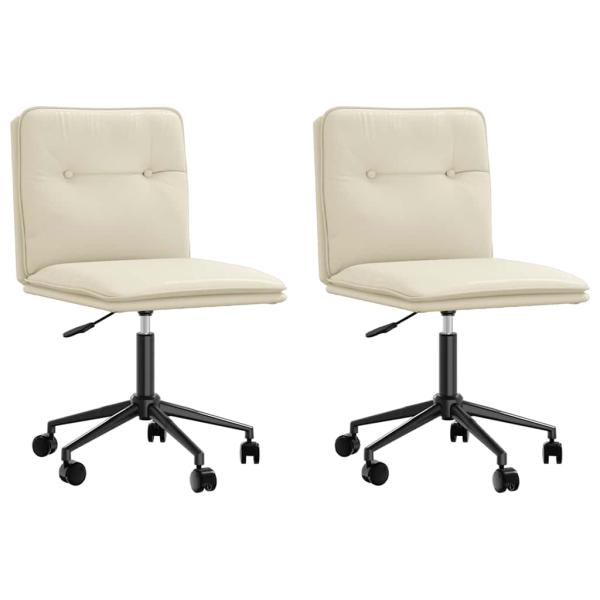 Esszimmerstühle 2 Stk. Creme Kunstleder