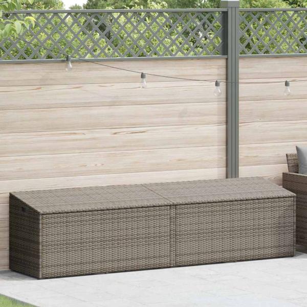 Garten-Auflagenbox Grau 220x50x58 cm Poly Rattan