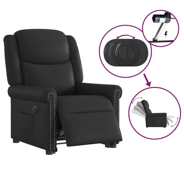 Relaxsessel Aufstehen Elektrisch Glänzend Schwarz Kunstleder