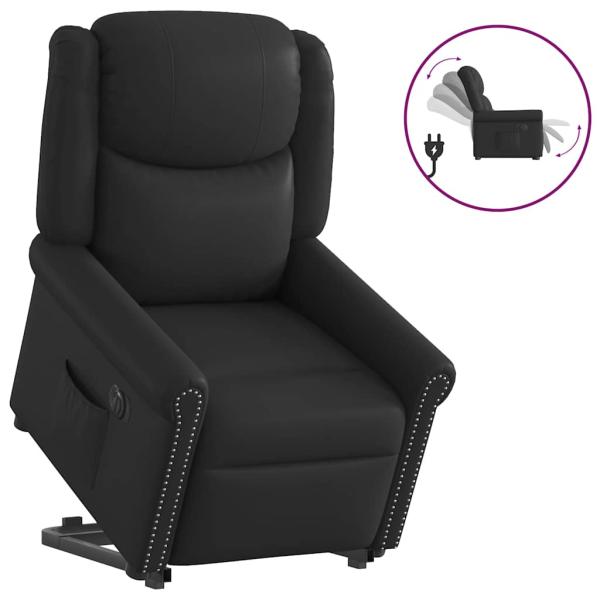 Relaxsessel Aufstehen Elektrisch Glänzend Schwarz Kunstleder