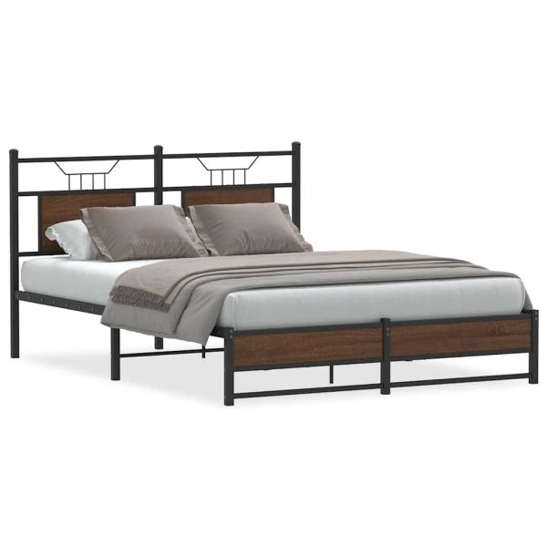 Bettgestell ohne Matratze Braun Eiche 140x190 cm Holzwerkstoff
