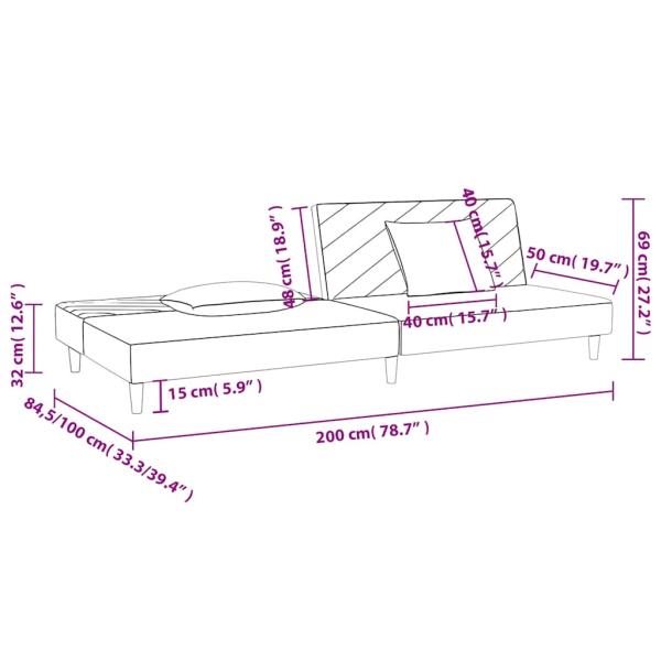 Schlafsofa 2-Sitzer mit 2 Kissen Weinrot Stoff