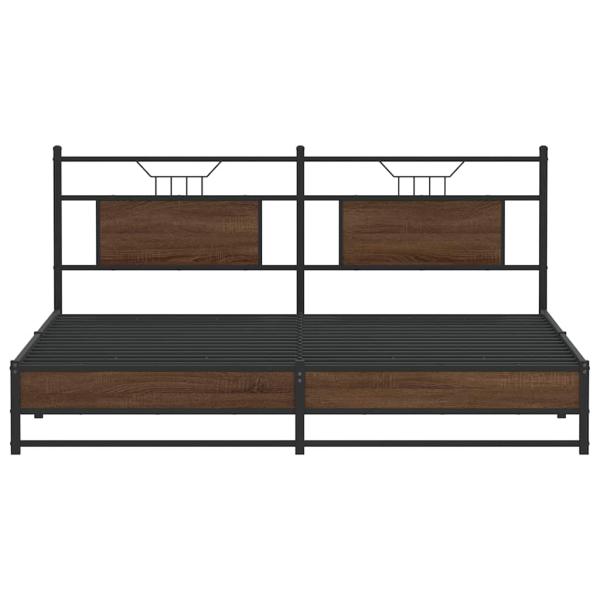 Metallbett ohne Matratze Braun Eichen-Optik 180x200 cm