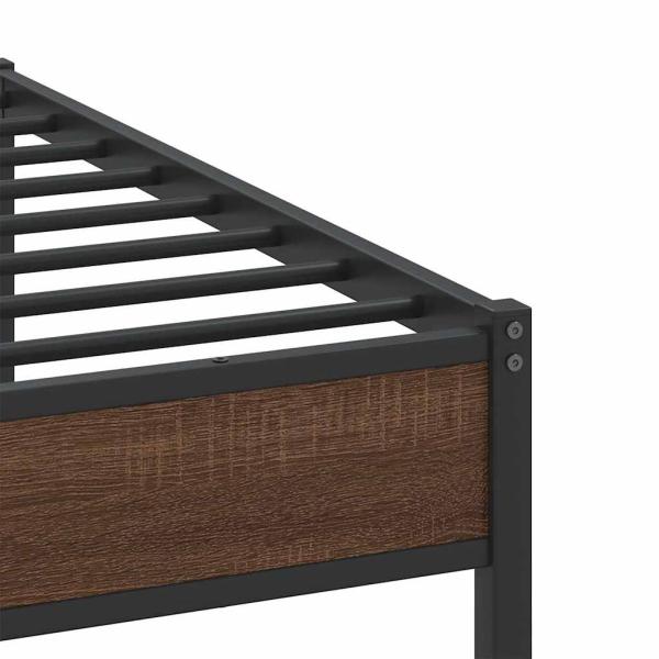Metallbett ohne Matratze Braun Eichen-Optik 180x200 cm