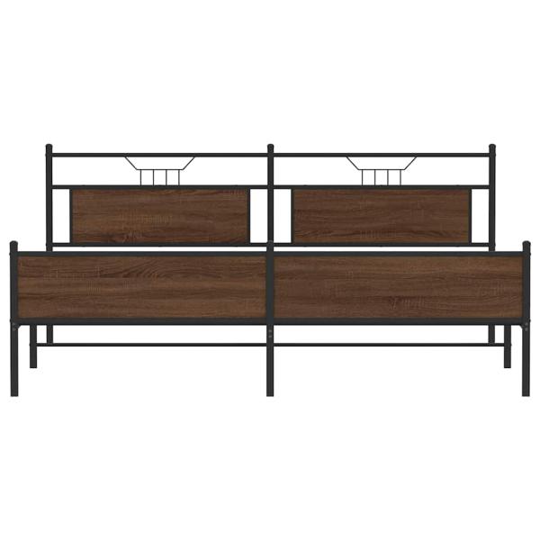 Metallbett ohne Matratze Braun Eichen-Optik 193x203 cm
