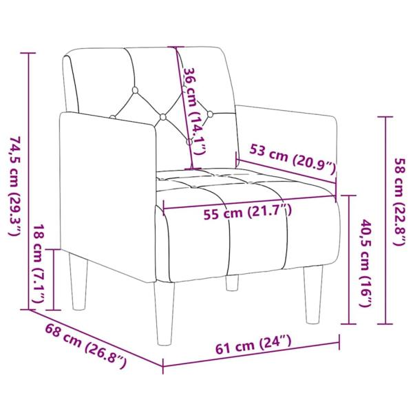 Sessel mit Armlehnen Hellgrau 55 cm Samt